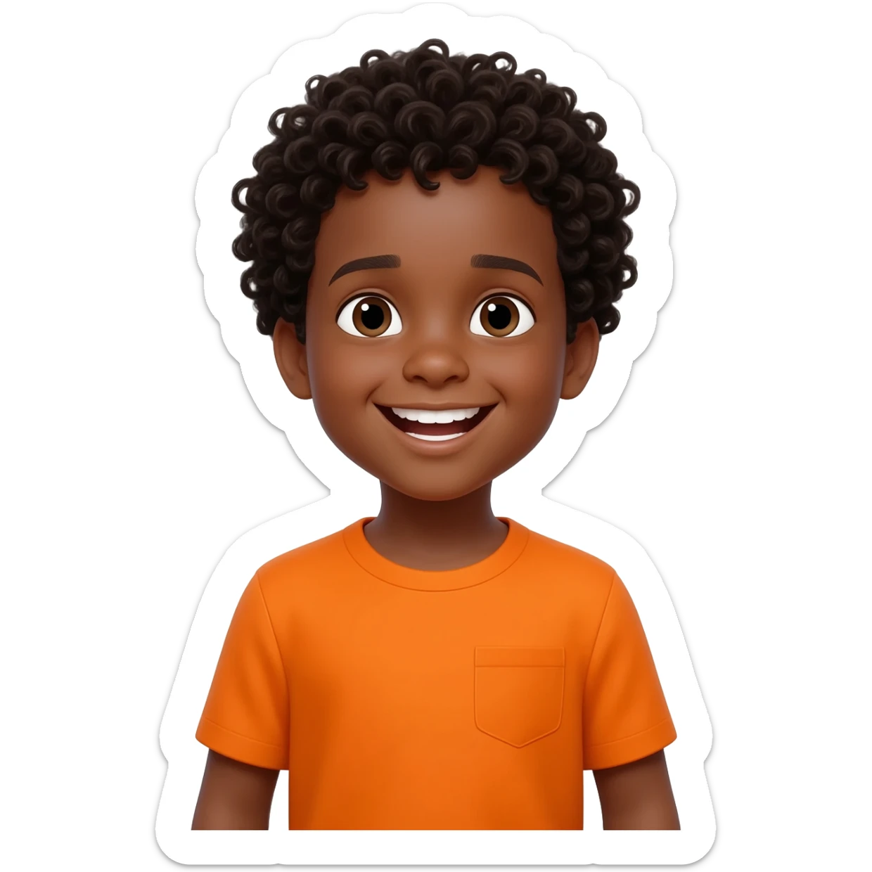black boy curly hair orange shirt saying I love you sticker