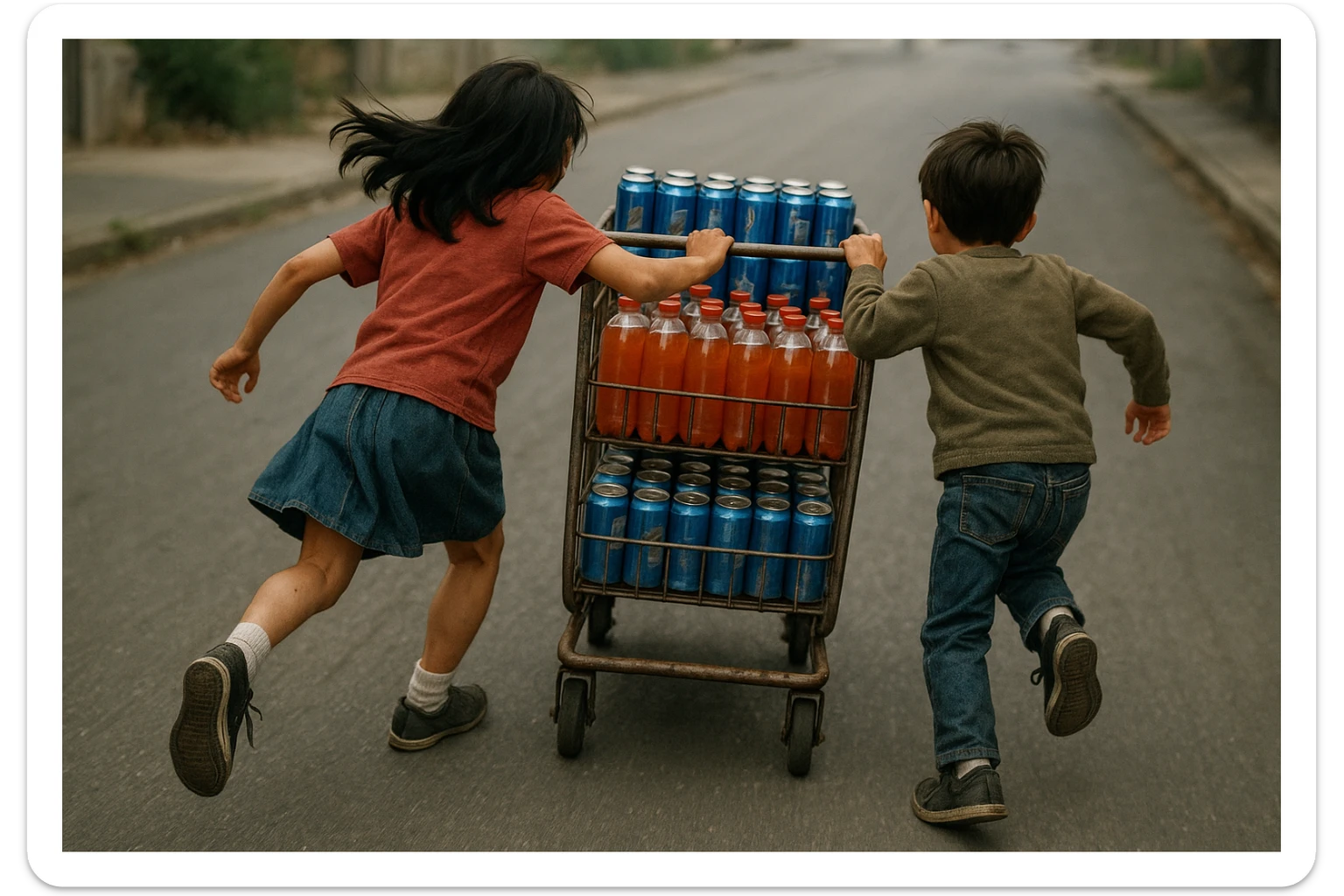 aka uka ichimlik ortilgan aravani olib qochishyapti orqa tarafdan rakurs yuzi ko'rinmasin sticker