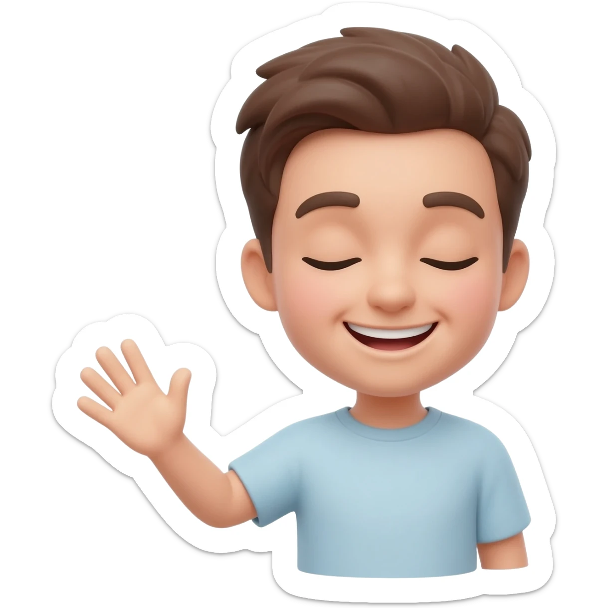 Yellow circle with closed eyes smiling shaking horizontally sticker