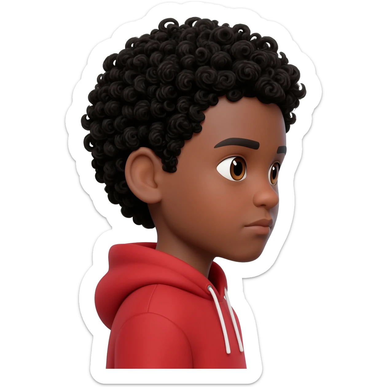 confused black boy curly hair sticker