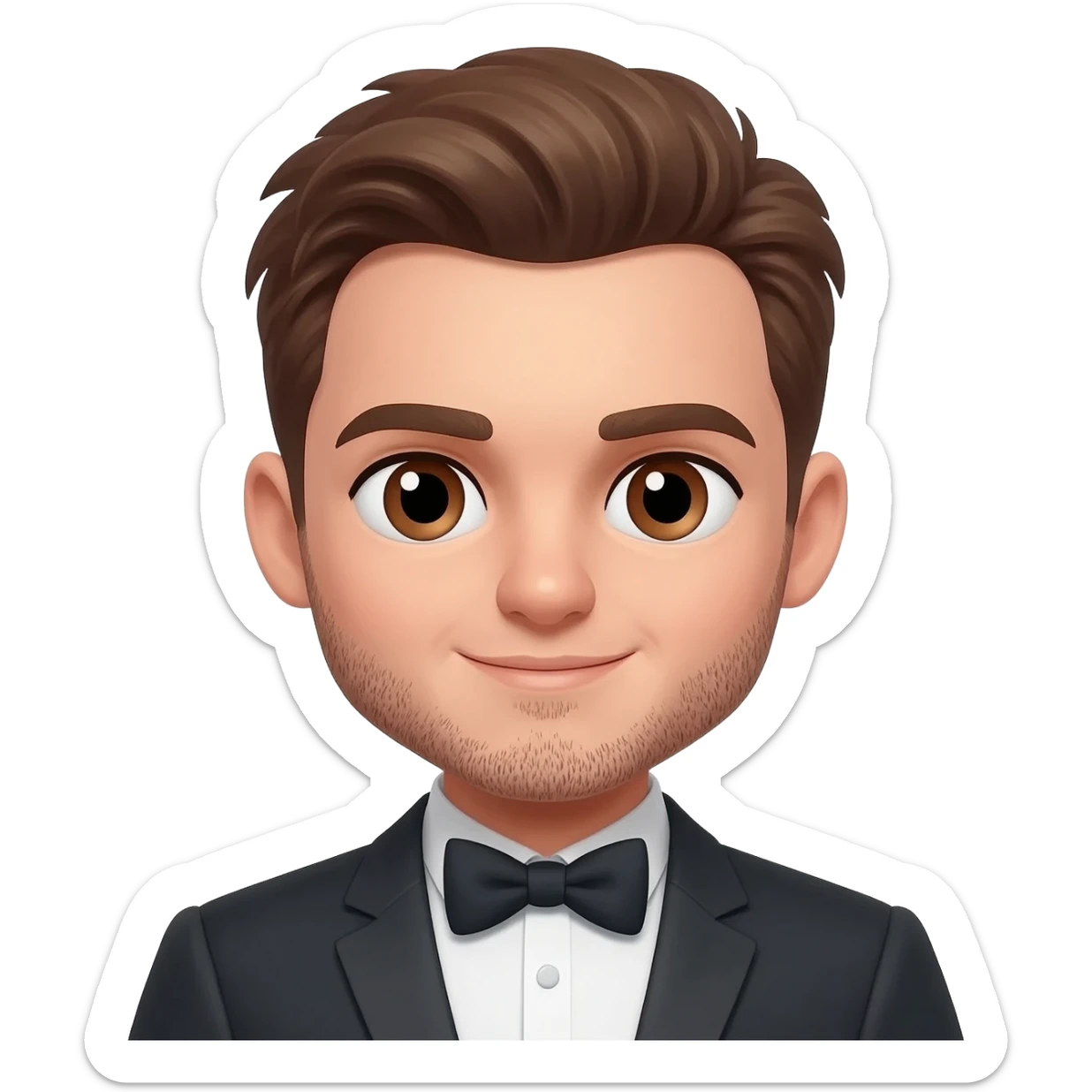 brown haired and eyed groom with stubble sticker