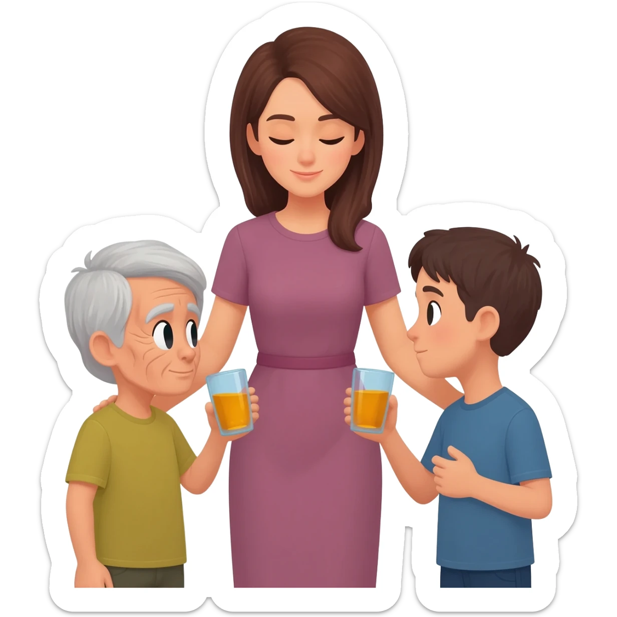 A woman emojie that looks after her old brothers while they are drinking sticker