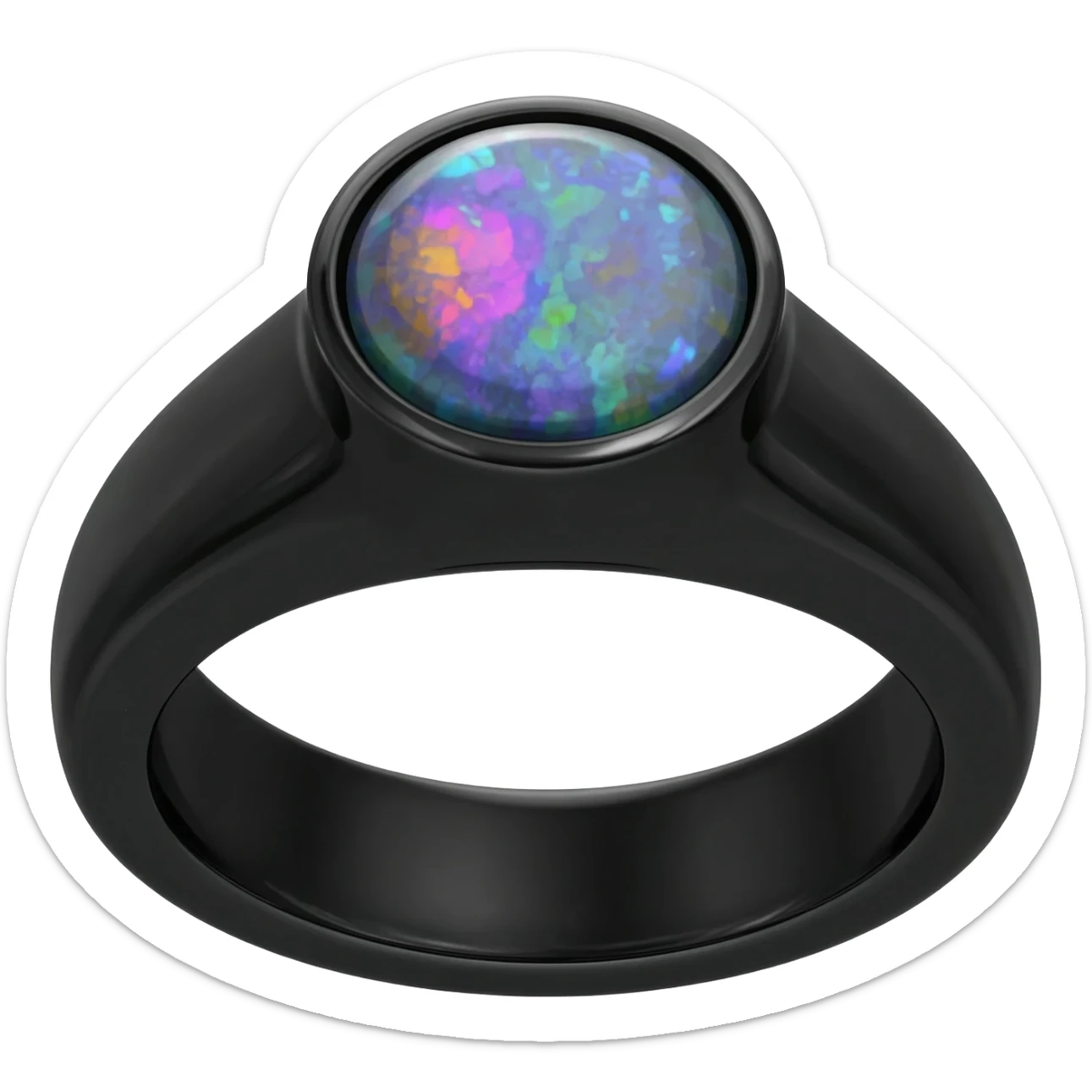 A Obsidian ring,with a Sunstone gem in the center sticker