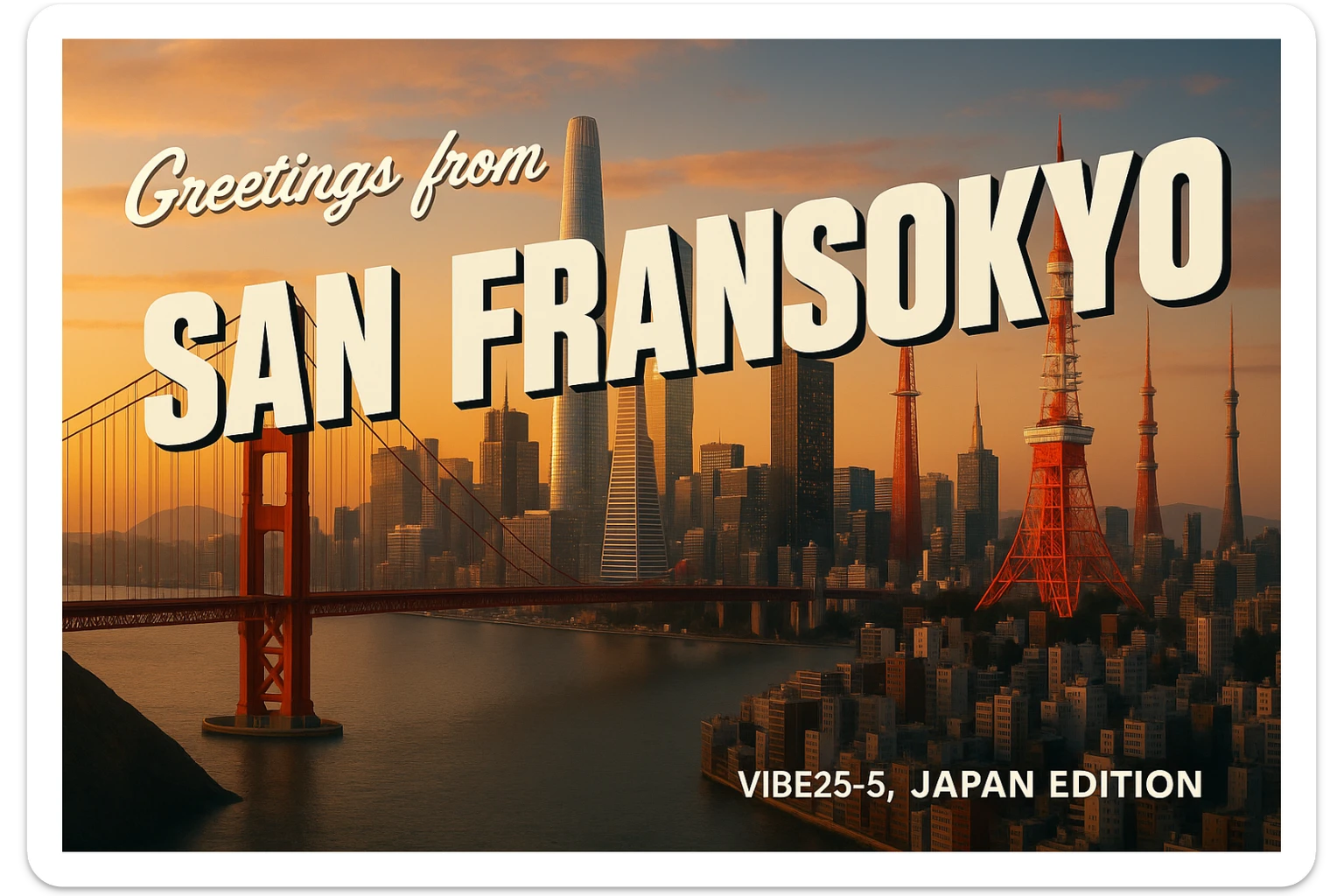 Add the words: Greetings from San Fransokyo!  VIBE25-5, Japan Edition sticker
