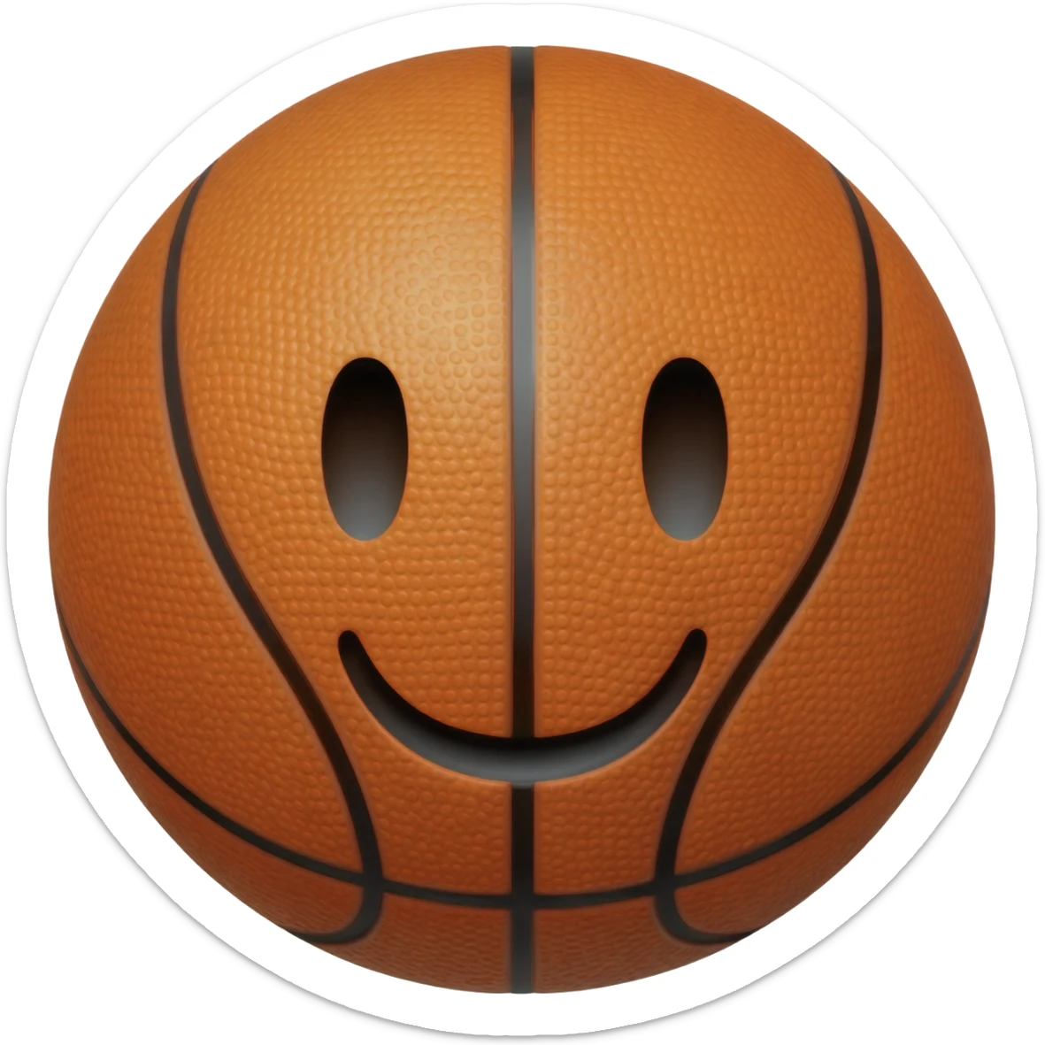 A basketbal with a smile sticker