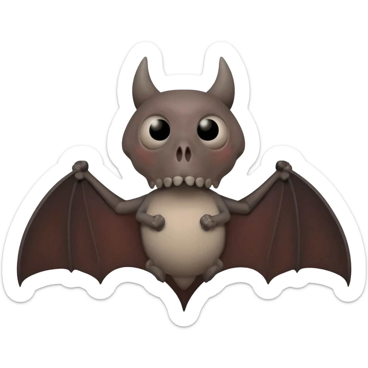 Bat and human skull together in one frame in animation witn full ultra hd. Both the object should be clear sticker