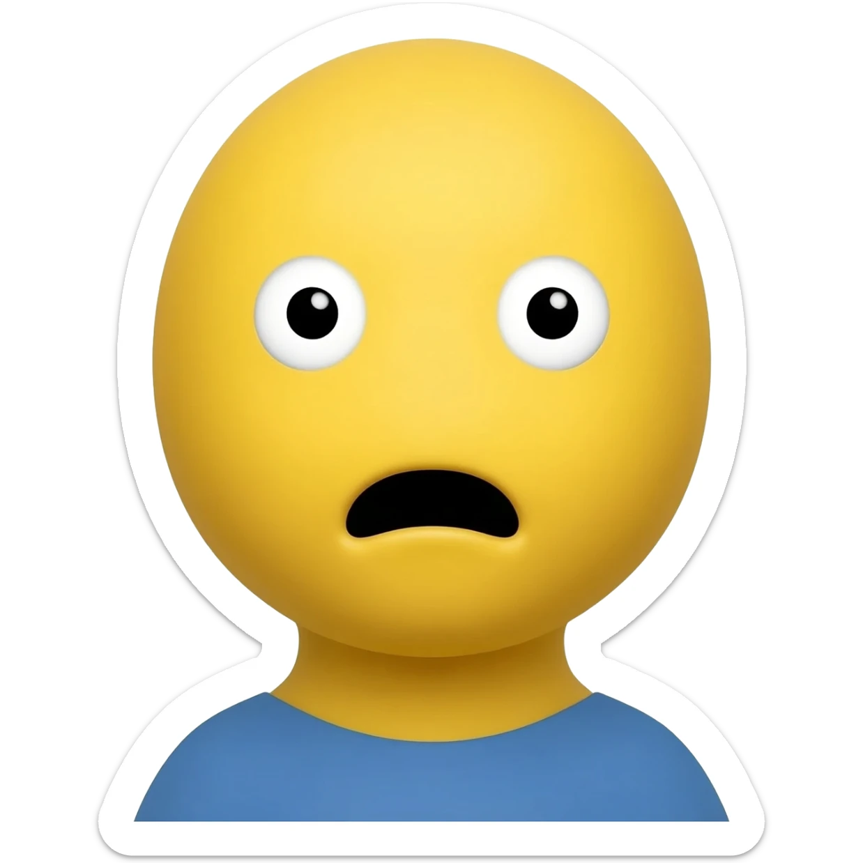 Yellow circle with blurred blue top looking horrified of one pupil being small and one kinda big sticker