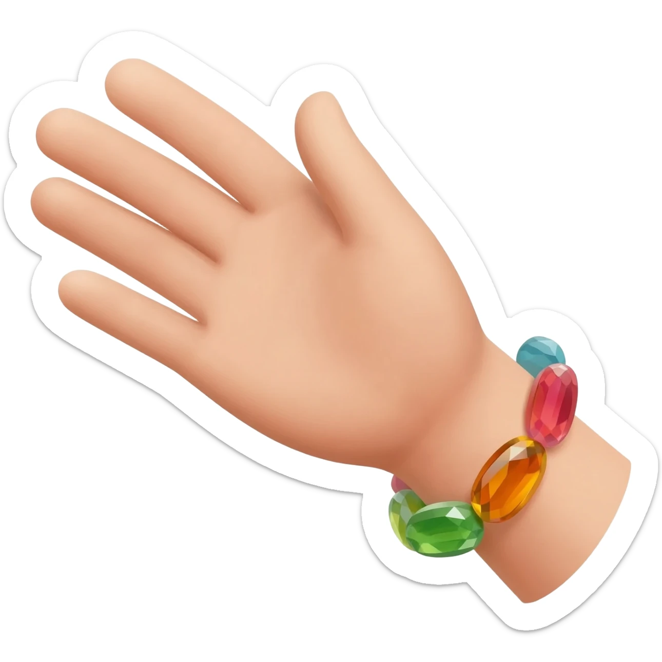 Extended Hand with jelly bean crystal bracelet sticker