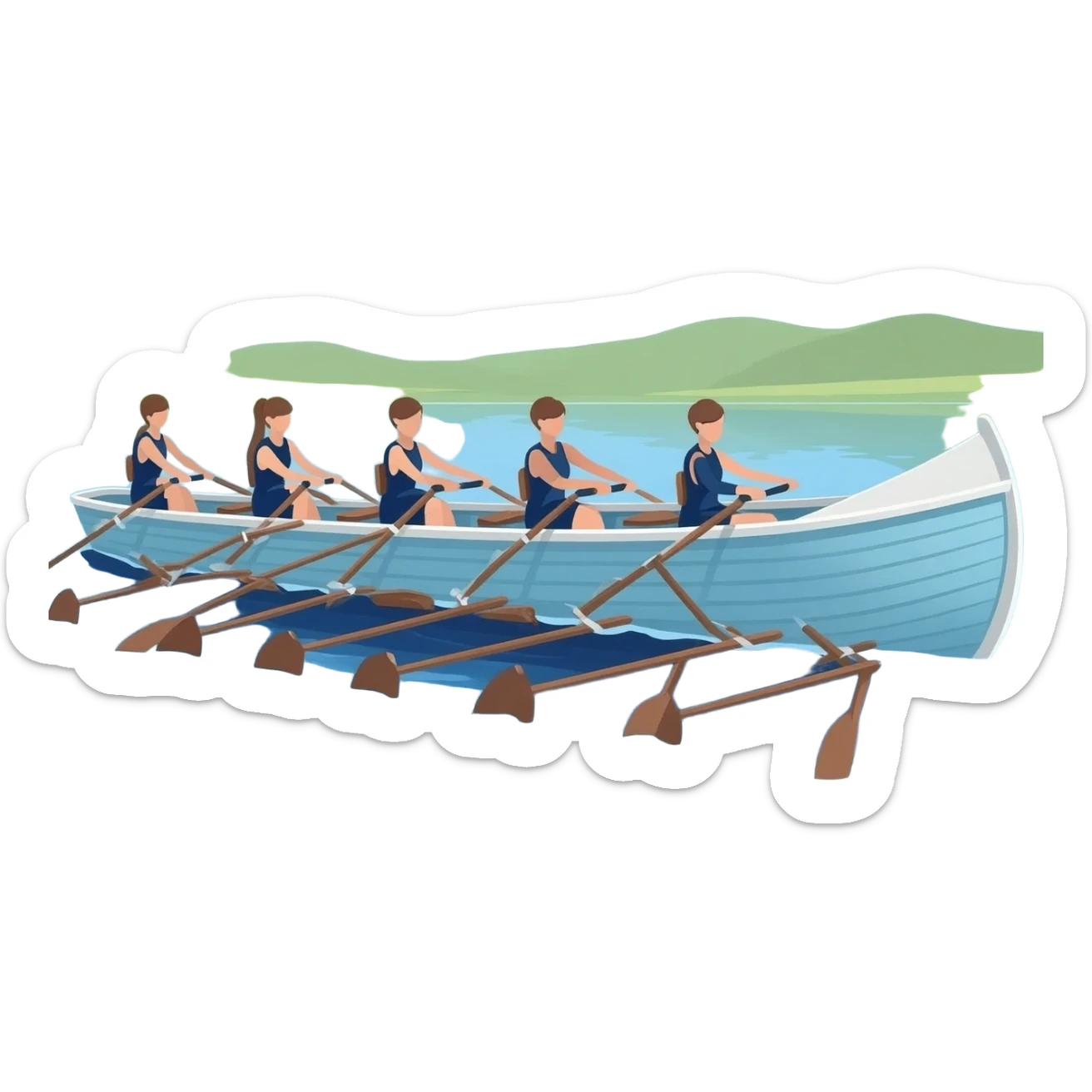 8-woman crew boat rowing sticker
