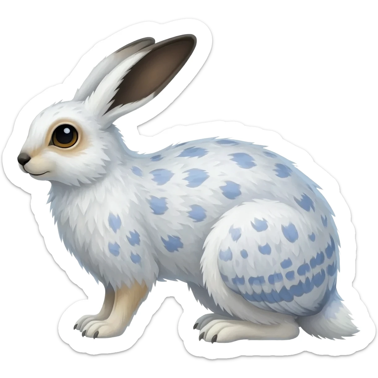 Ermine-Snowshoe-Hare-Arctic-Fox-Snowy-Owl-fusion-hybrid-animal-creature sticker