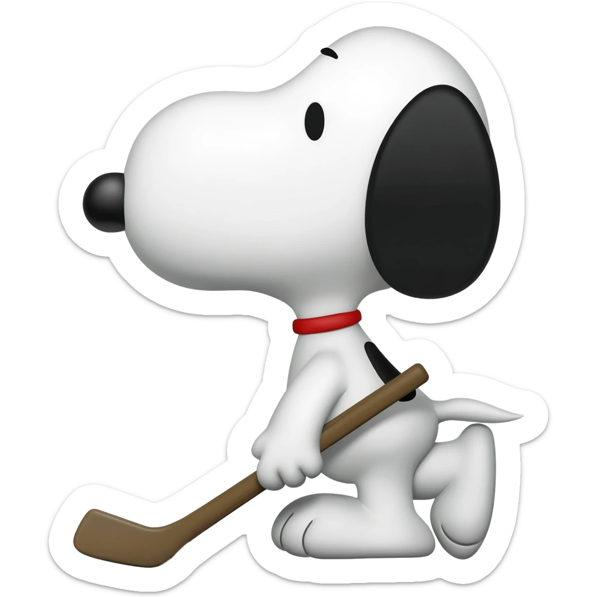 snoopy with a hockey stick sticker