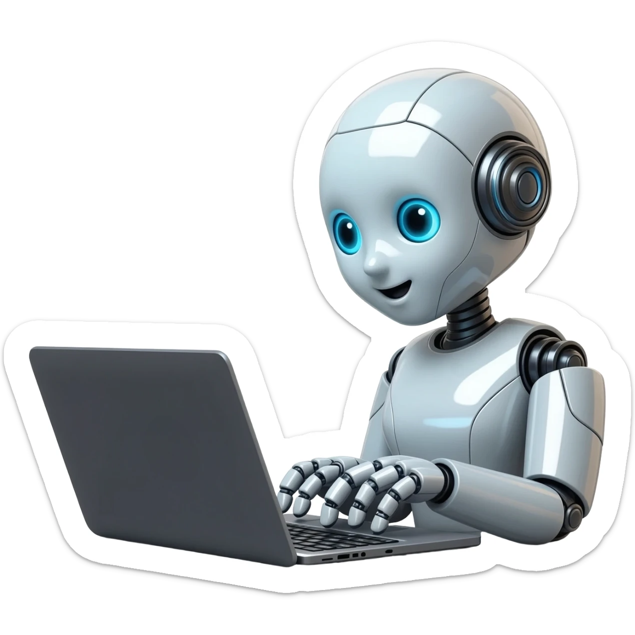 AI robot Chatting on Computer in illustration style sticker