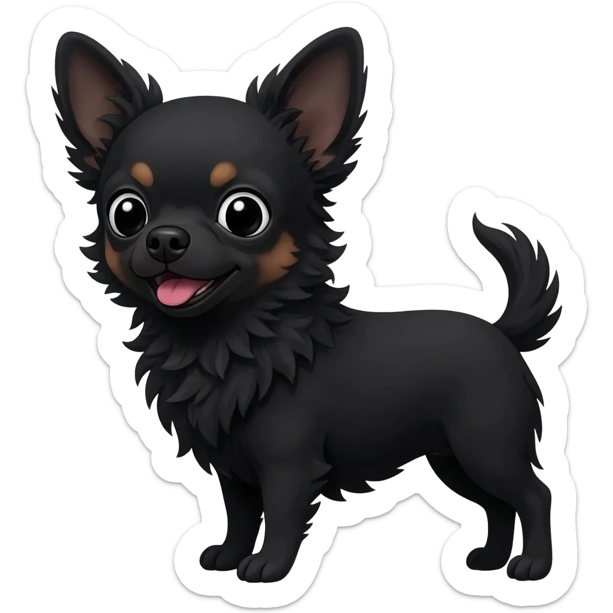 Bébé chihuahua noir marrant poil courut une sticker