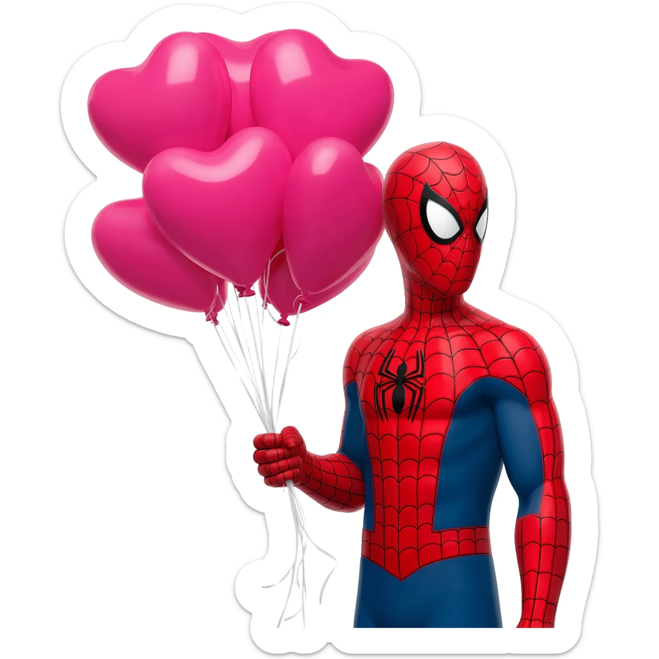 spiderman holding balloon hearts sticker