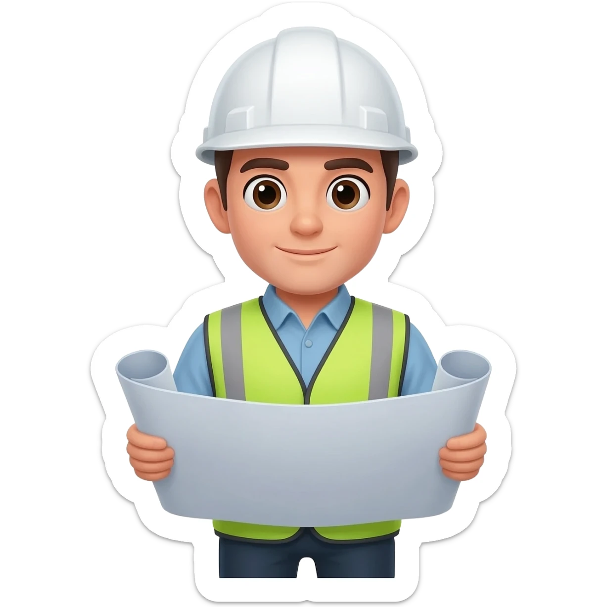 Emoji de ingeniero industrial con casco blanco sticker