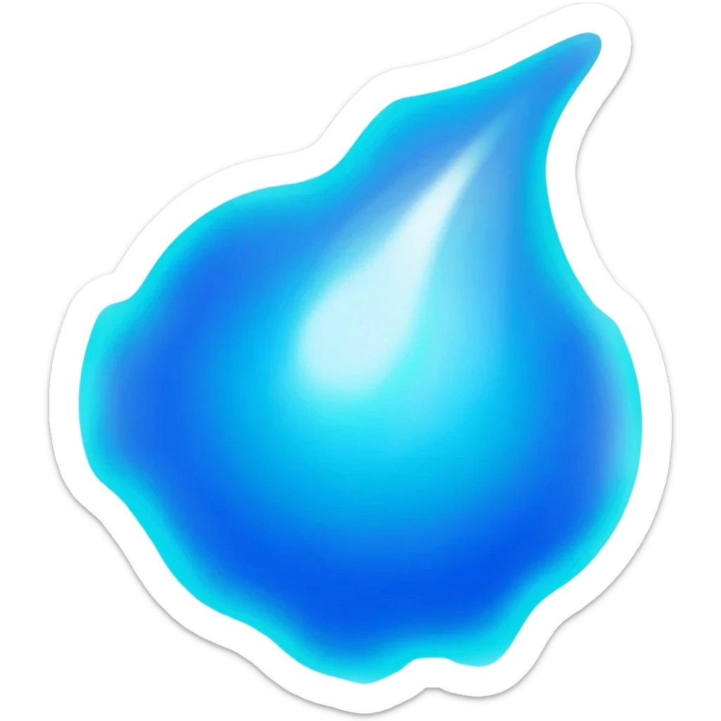 Prompt: > "A photorealistic depiction of a glowing, blue plasma energy bolt in the glossy, detailed style of an Apple emoji. Clear defined edges, soft glow, realistic reflections, white background, centered, distinct icon shape. sticker