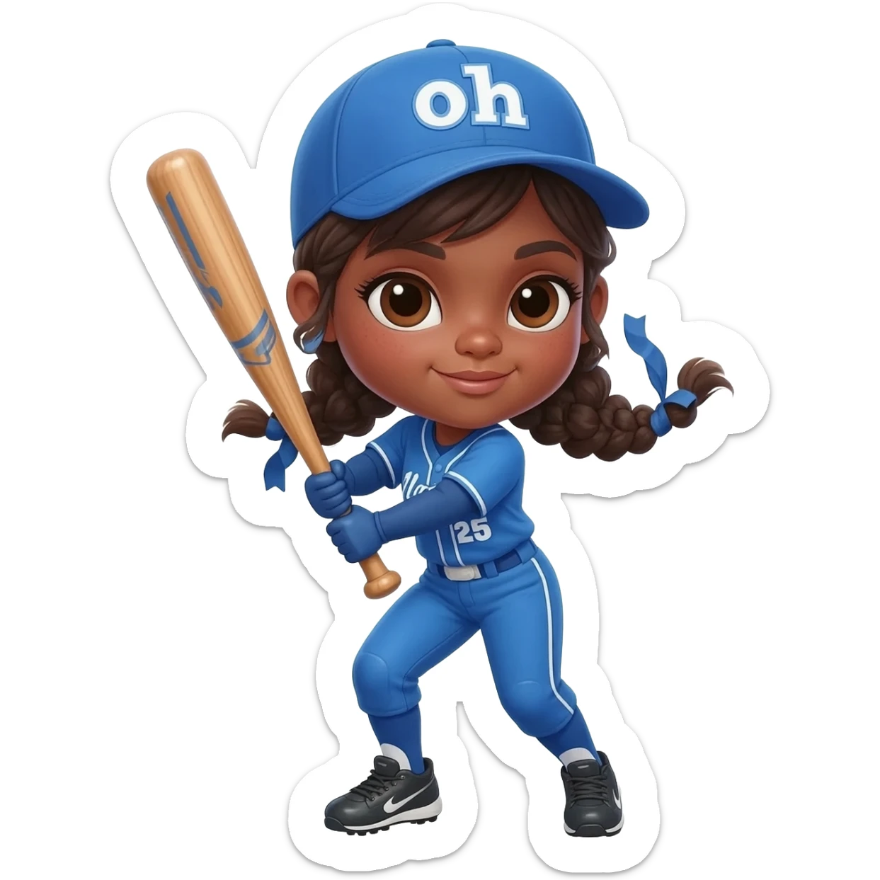 black girl  softball player sticker