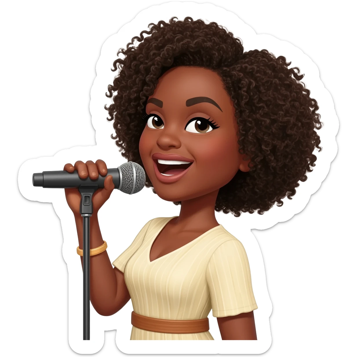 Gonemili Grace chante avec un micro en main sticker