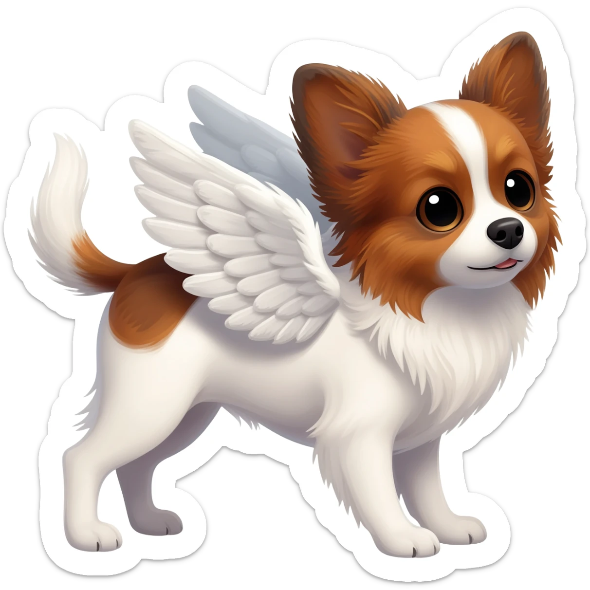 dog papillon angel sticker