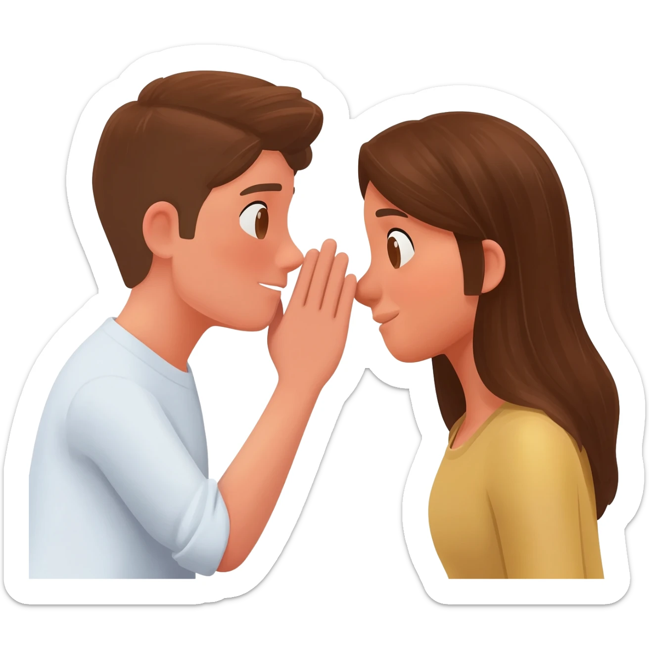 whispering in ear sticker