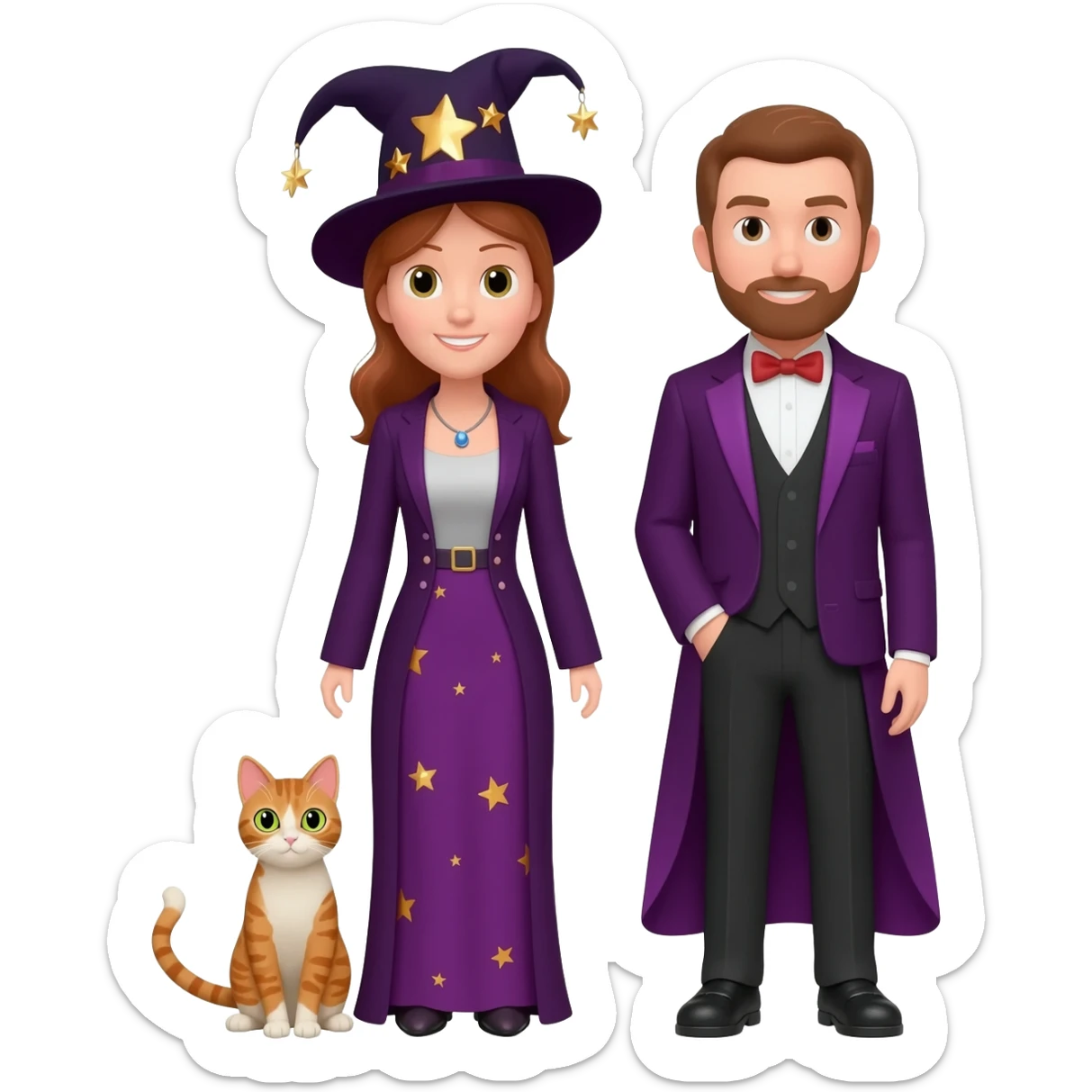 magician couple and their pet cat sticker
