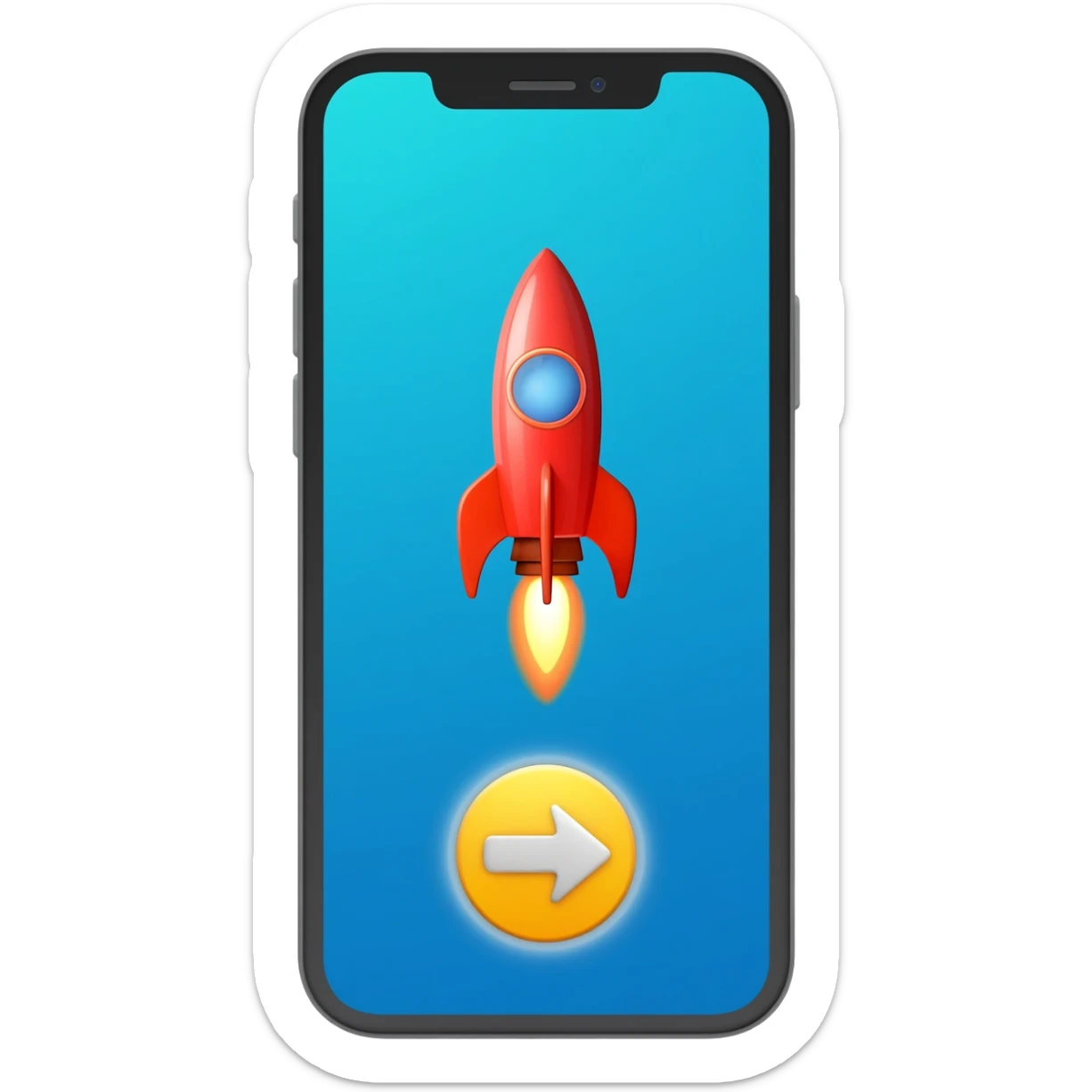 iphone with "start game" sign and starting rocket on the screen sticker