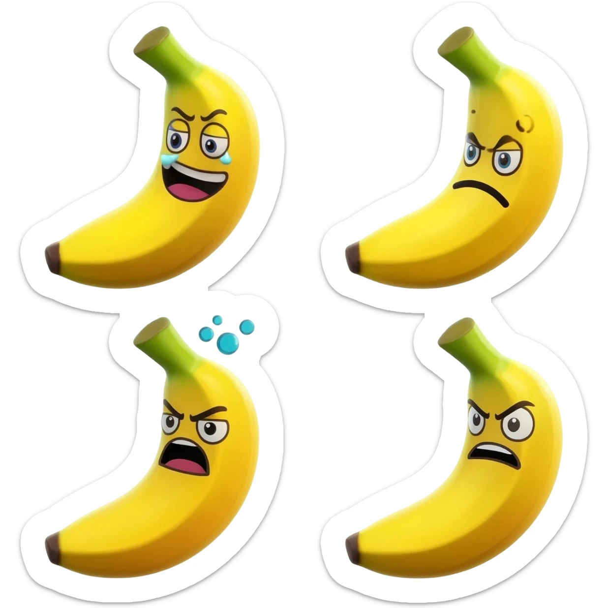 Quiero que basándote en el personaje de plátano amarillo de lego Fortnite me creas expressiones para el sticker