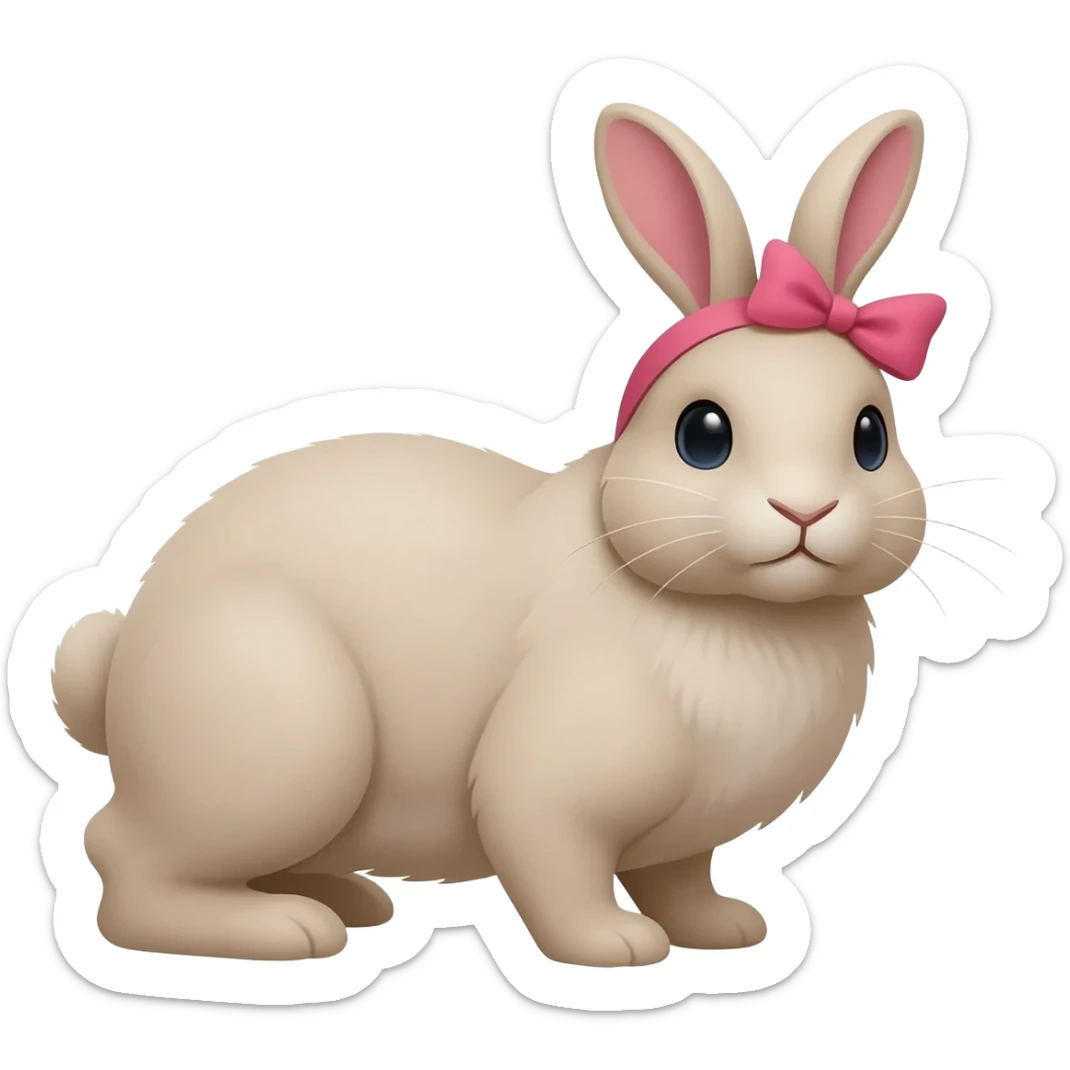 Зайчик с бантиком на голове стоит sticker