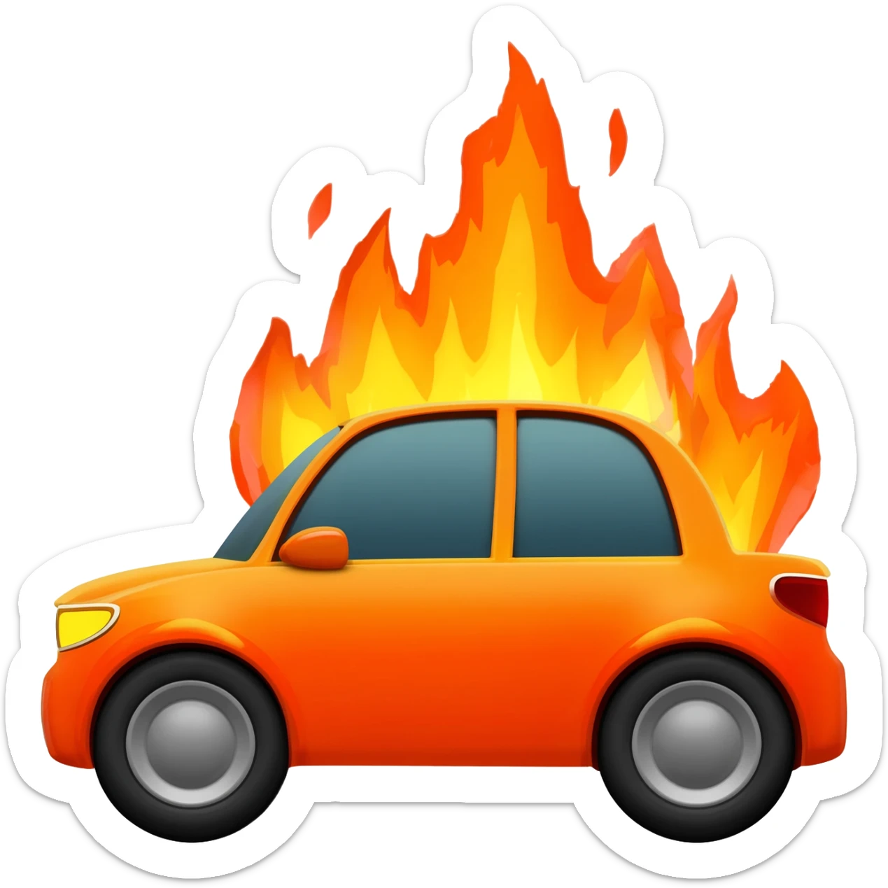 Car on fire sticker
