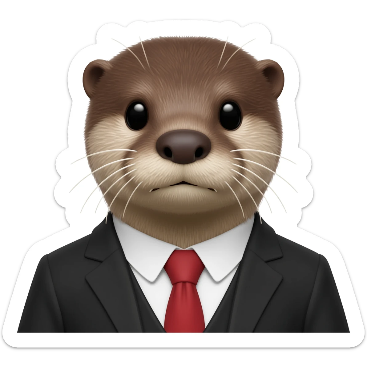 serious otter close-up with a judge's gavel sticker