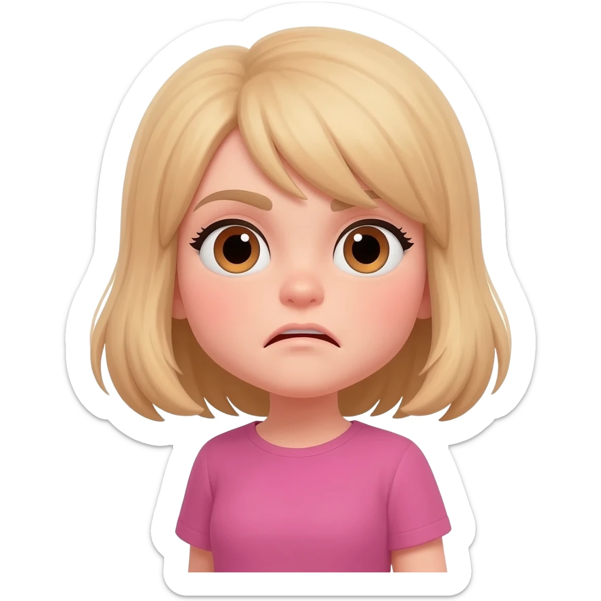 Tête emoji beige fille iPhone IOS qui exige de faire ce qu’on dit sticker