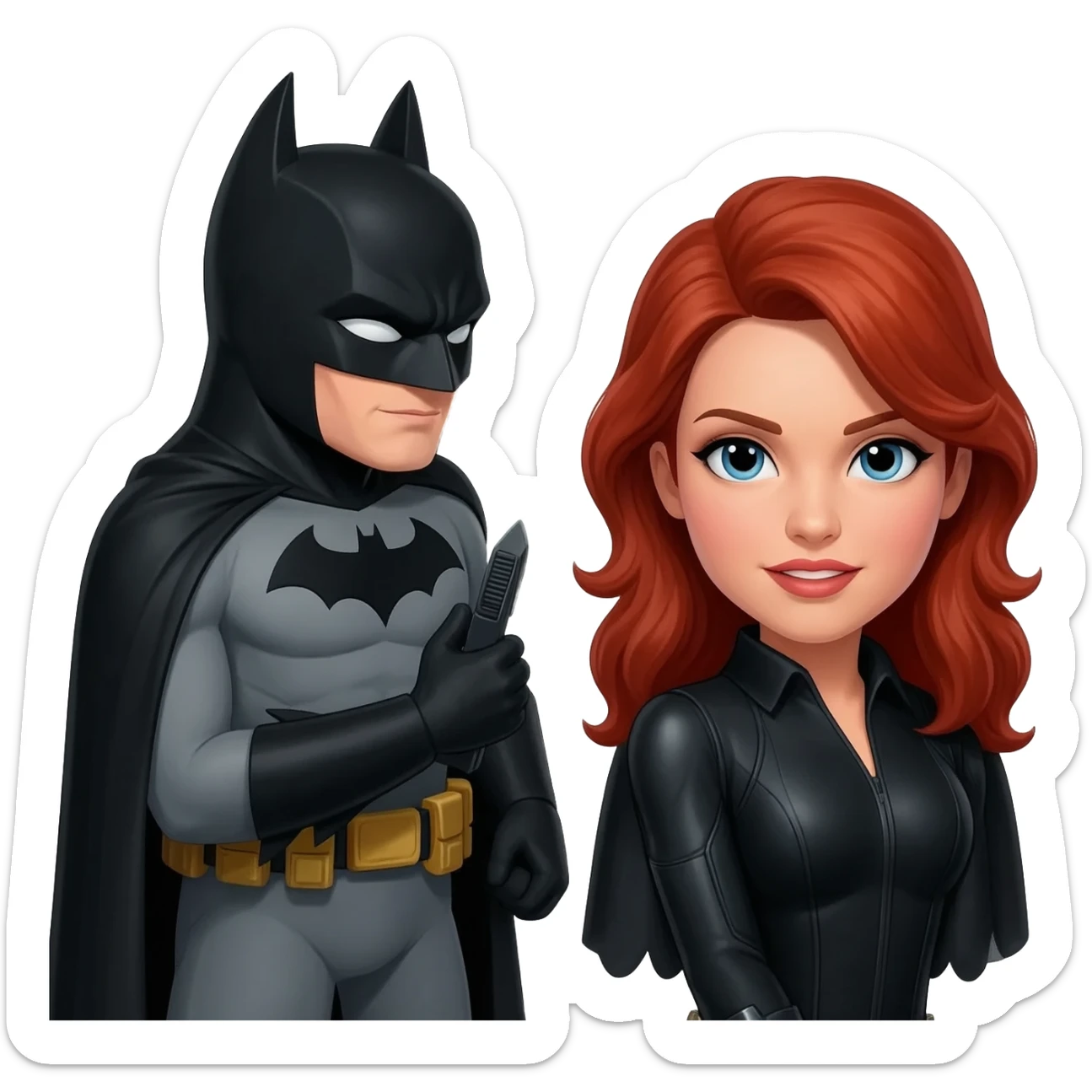 batman with black widow sticker