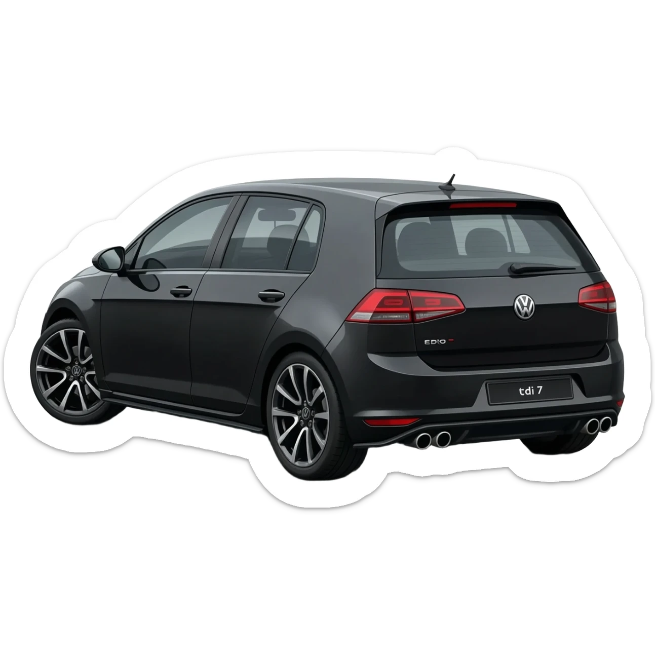 a picture of a black VW Golf GT Edition TDI MK7 2016 with black rims on an angle sticker