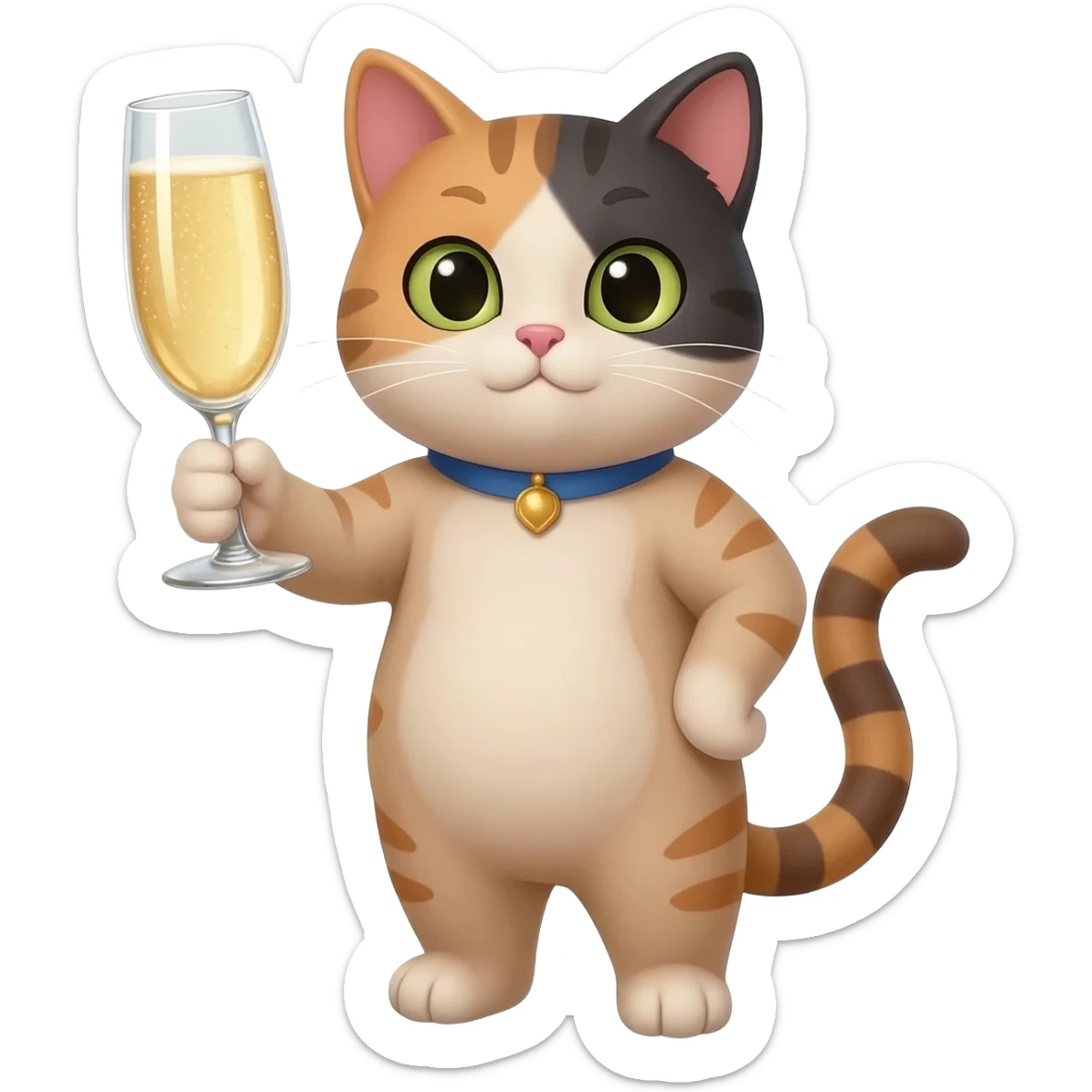 girl cat toasting champagne flute sticker
