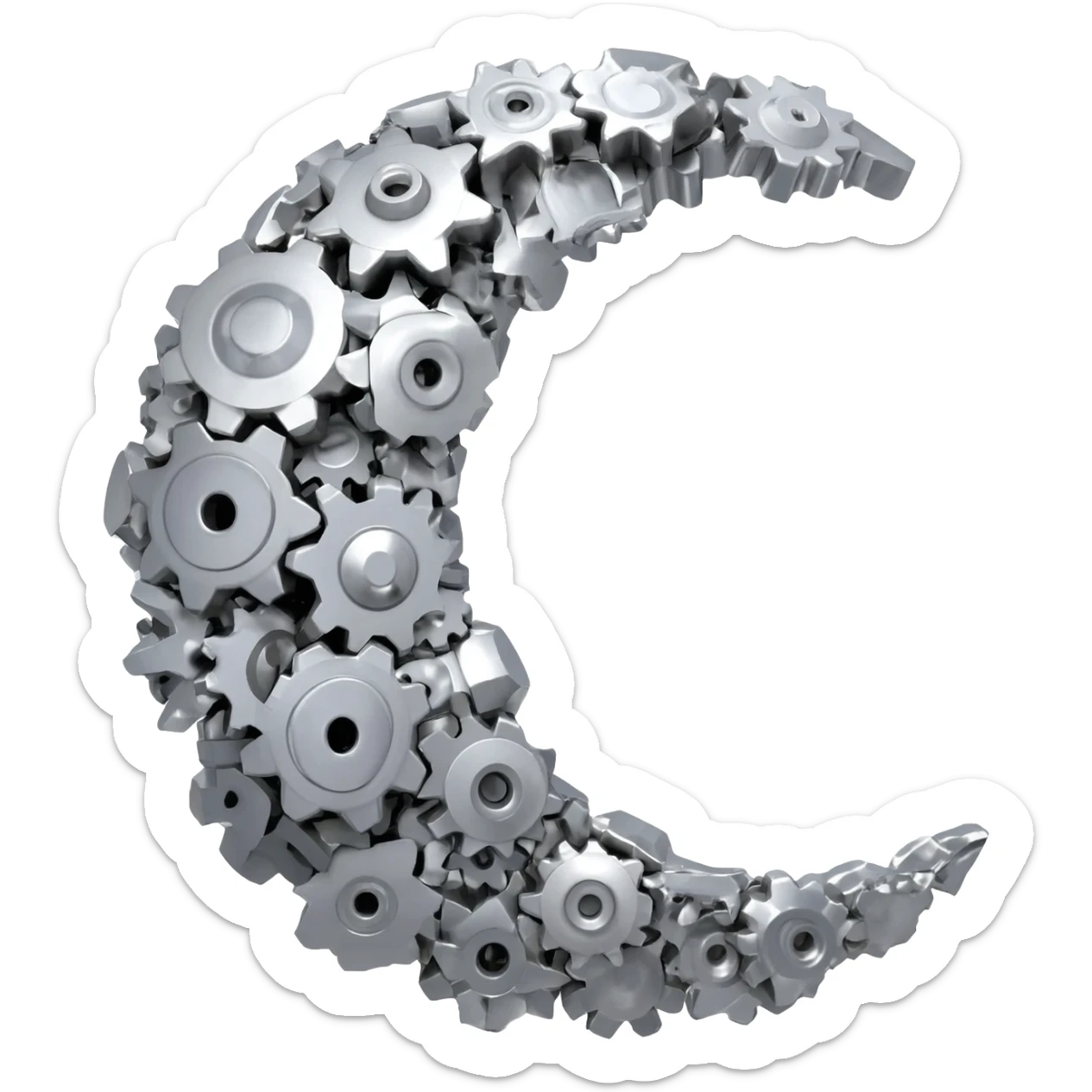 crescent moon that looks like gears sticker