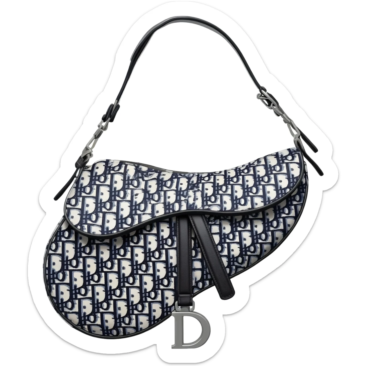white dior printed saddle bag sticker