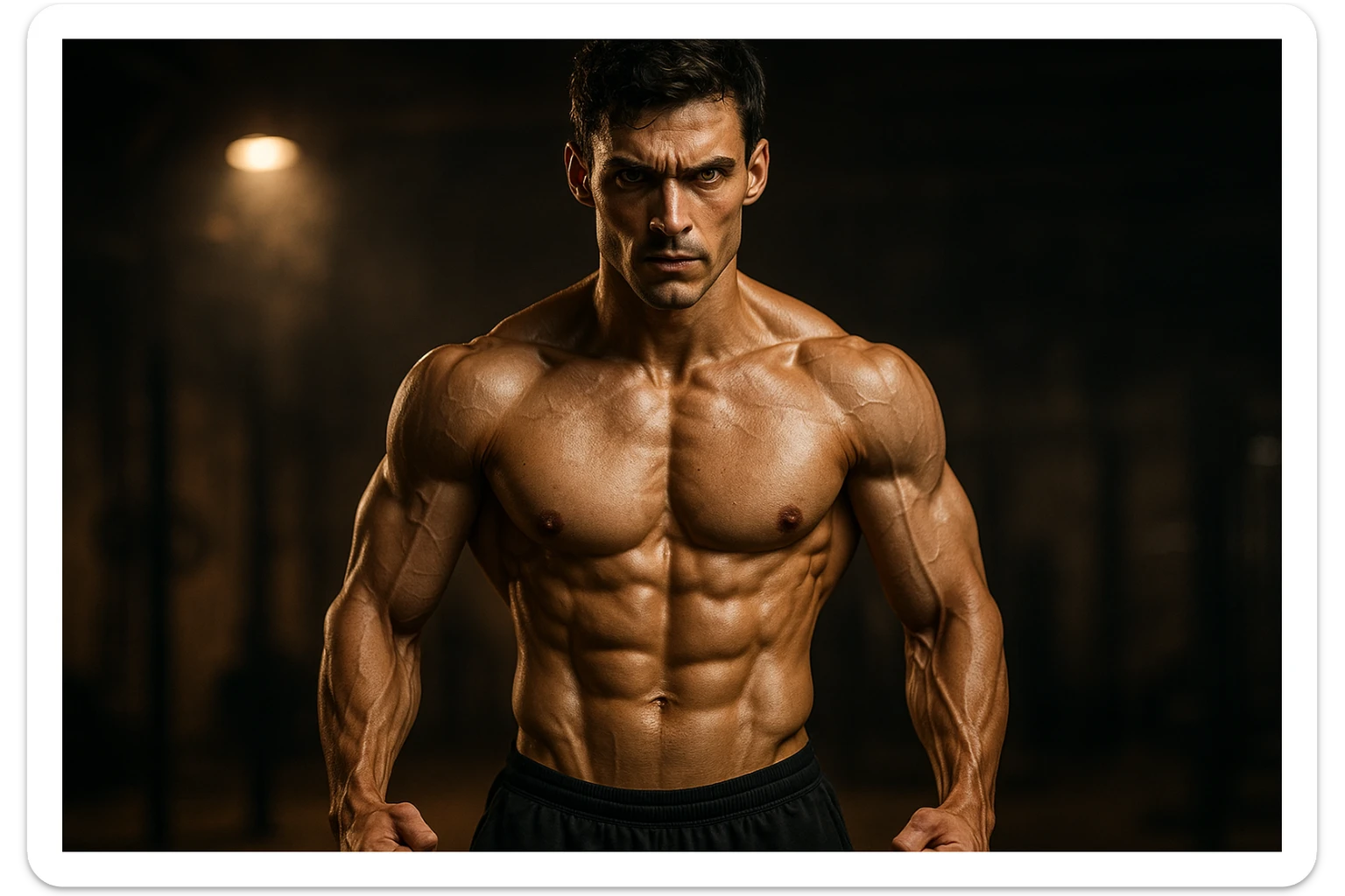 bodybuilding è lo sport simbolico della vemenza, forza, potenza, estetica, iperrealistico cinematografico 4k, l'uomo non farlo troppo tozzo, ma muscolo e slim sticker