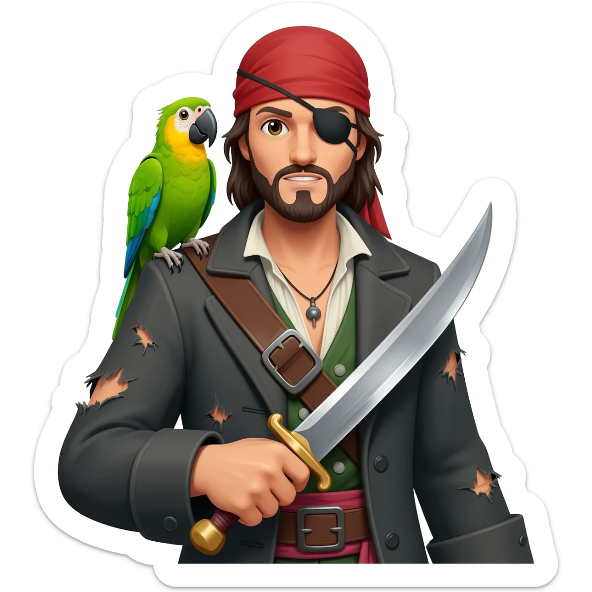 pirate and parrot sticker