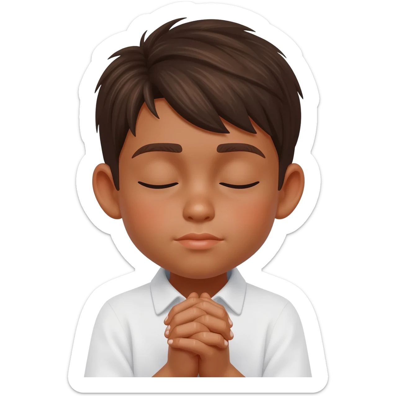 amen praying hands eyes closed mixed brown boy sticker