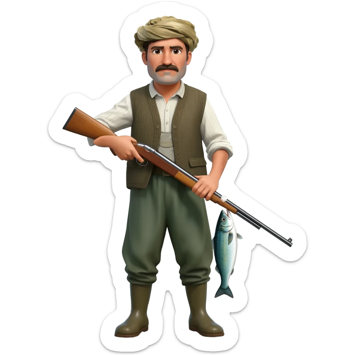 Greek fisherman with a shotgun sticker