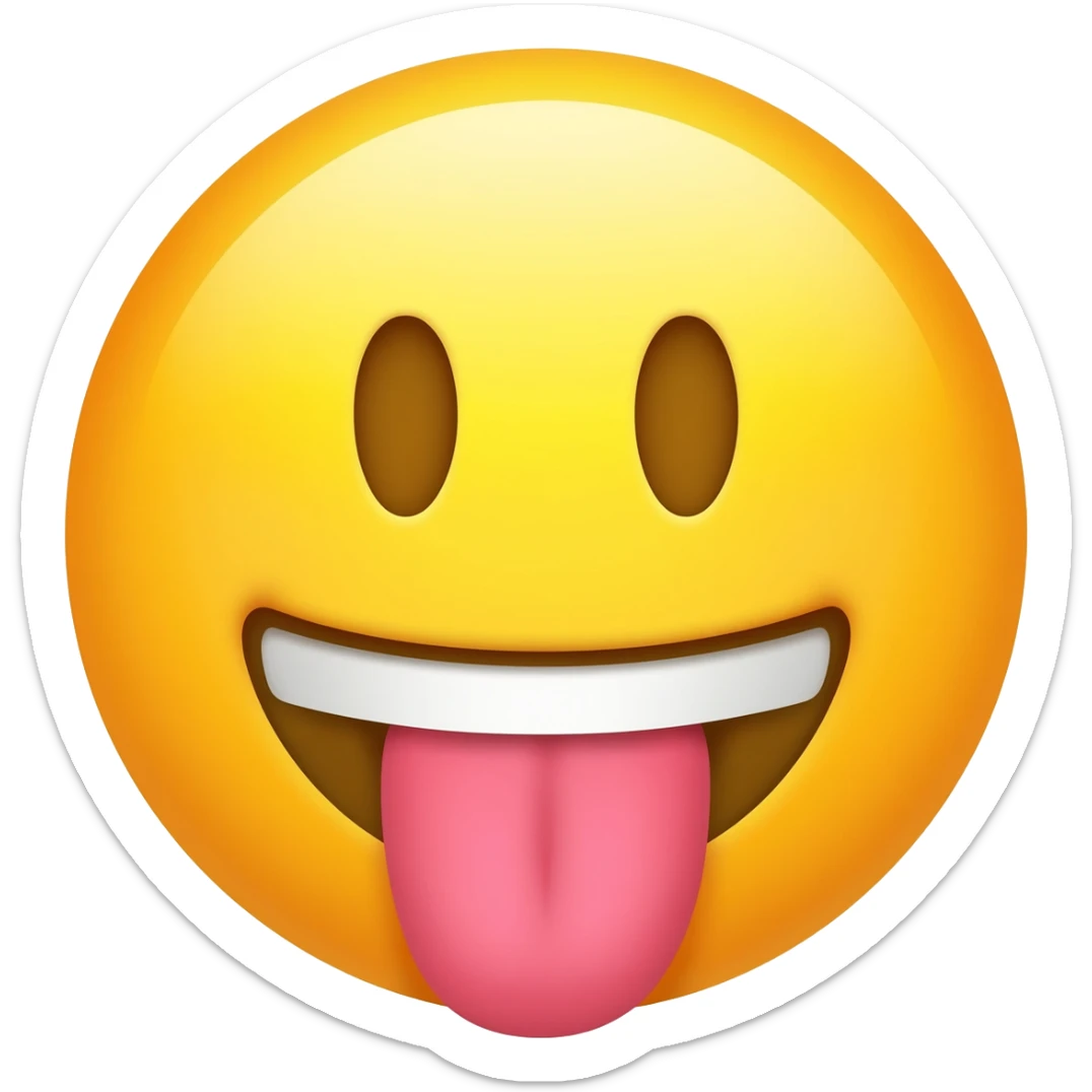 tongue out emoticon smiling face with peace sign in front of tongue sticker