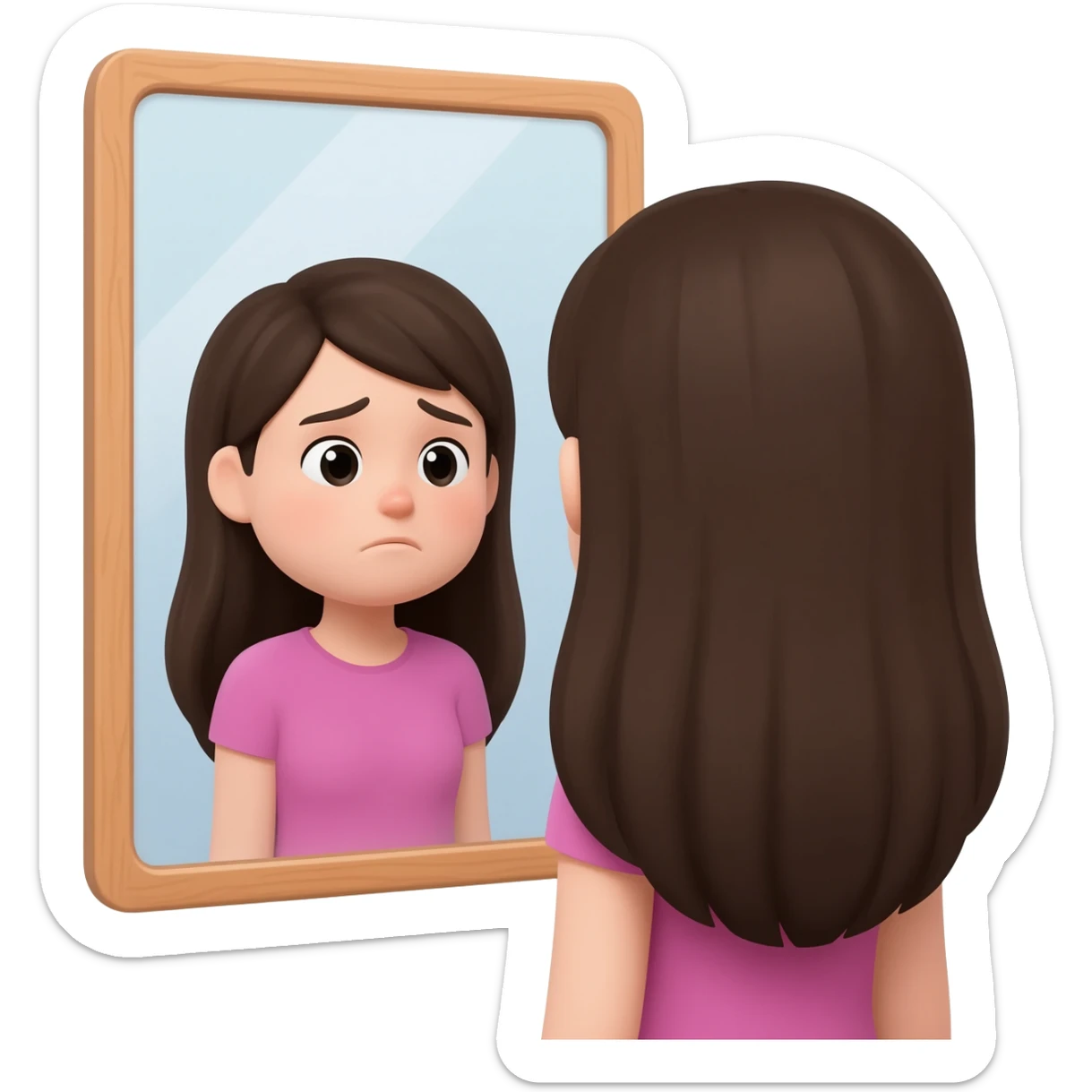 sad Fat girl looks in the mirror sticker