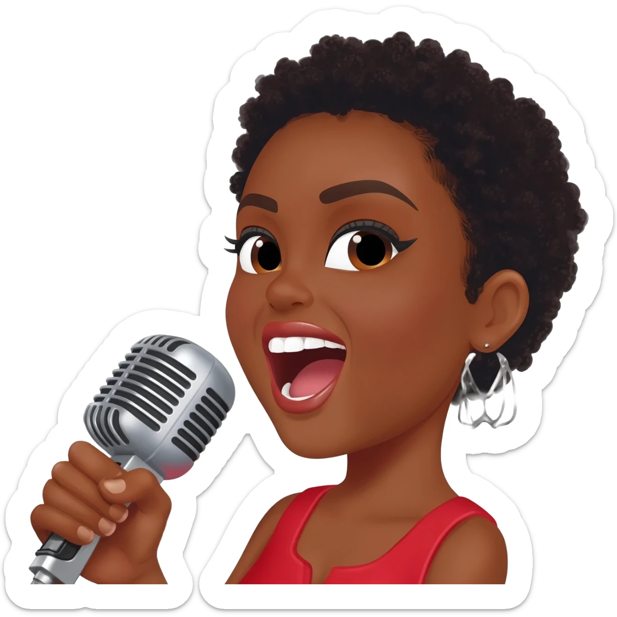 Gonemili Grace chante avec un micro en main sticker