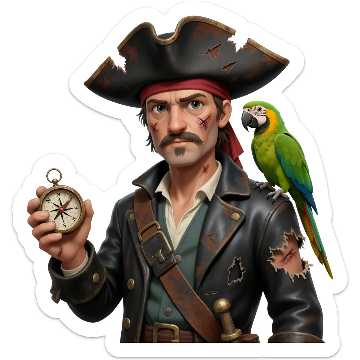 pirate and parrot sticker