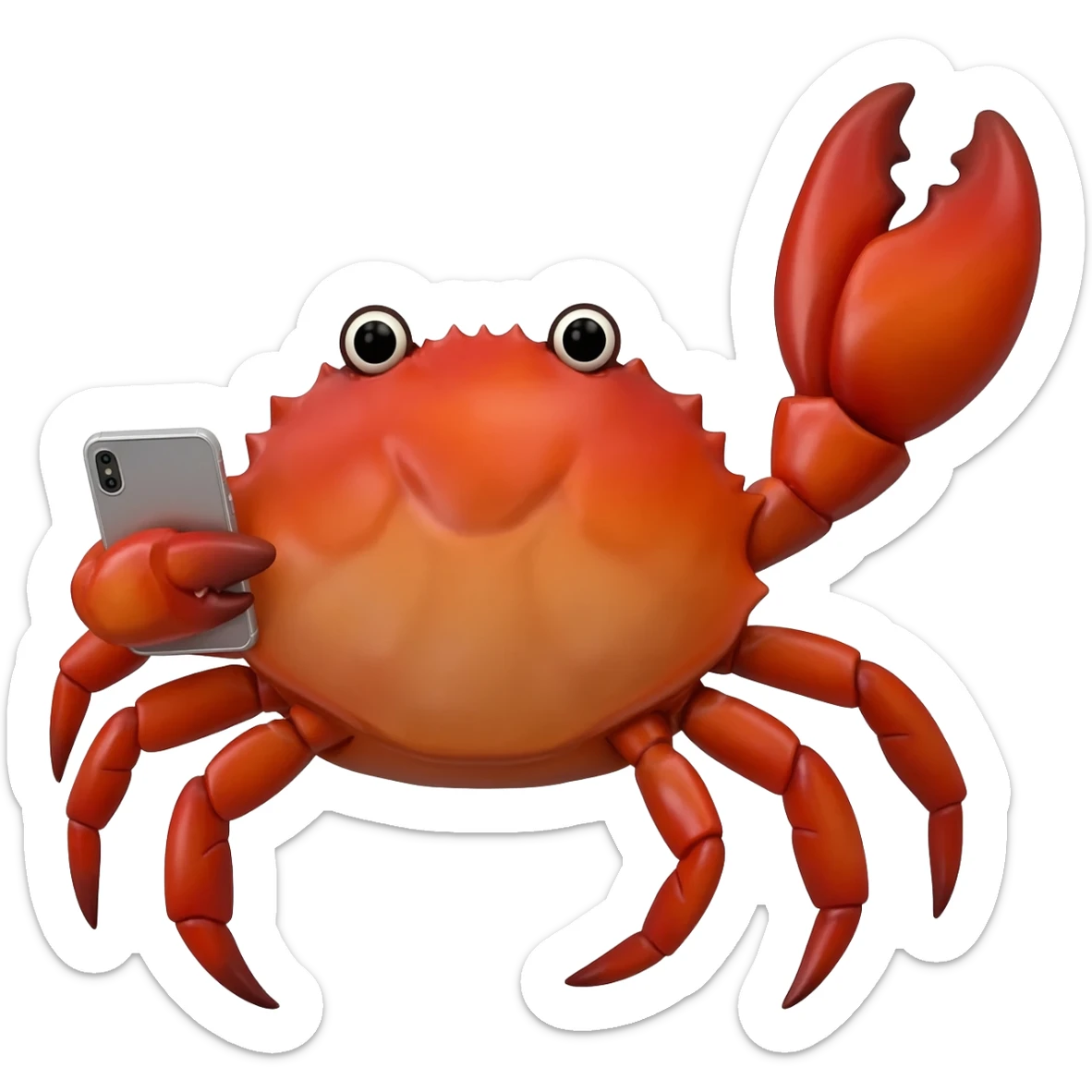 crab with a mobile phone sticker