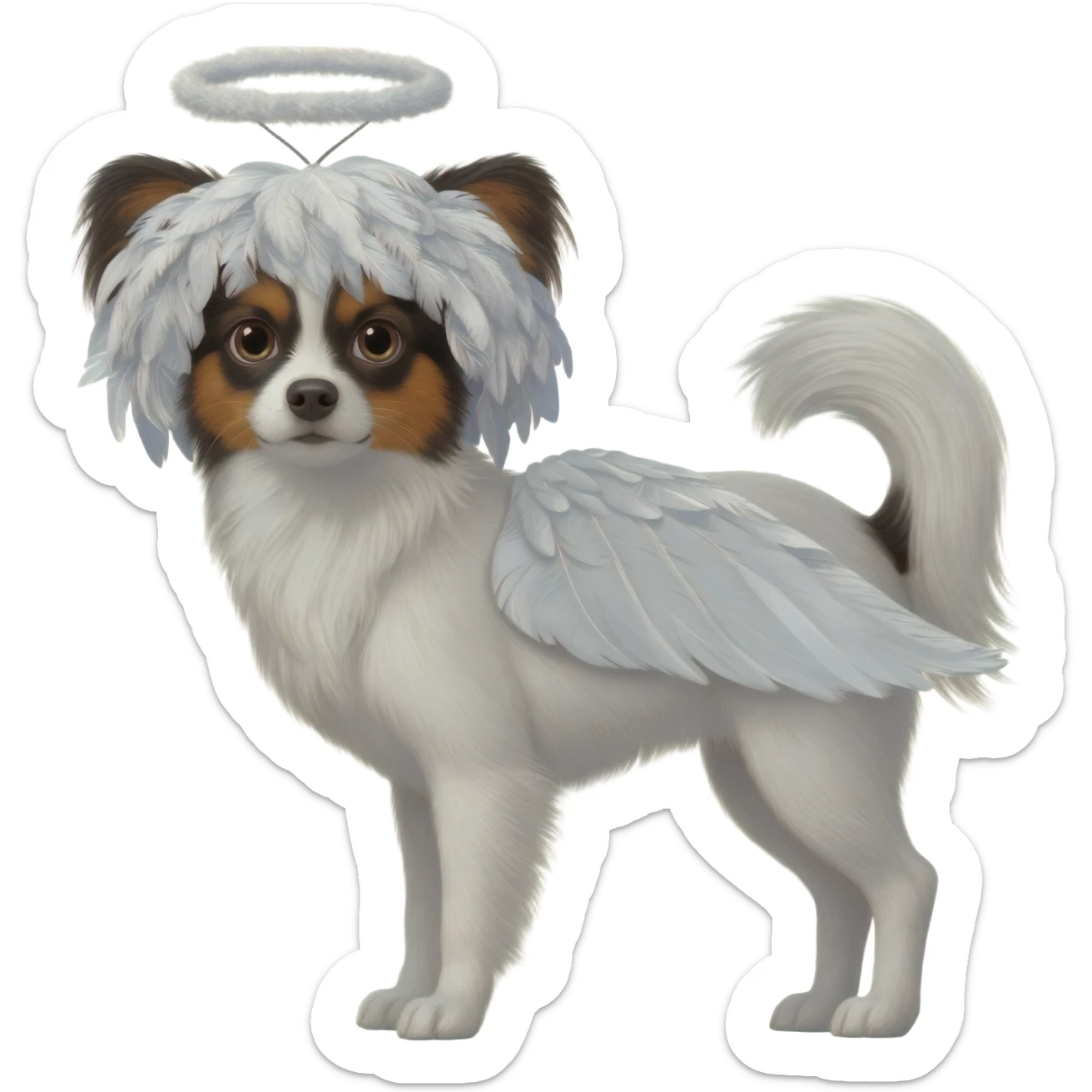 dog papillon wig angel sticker