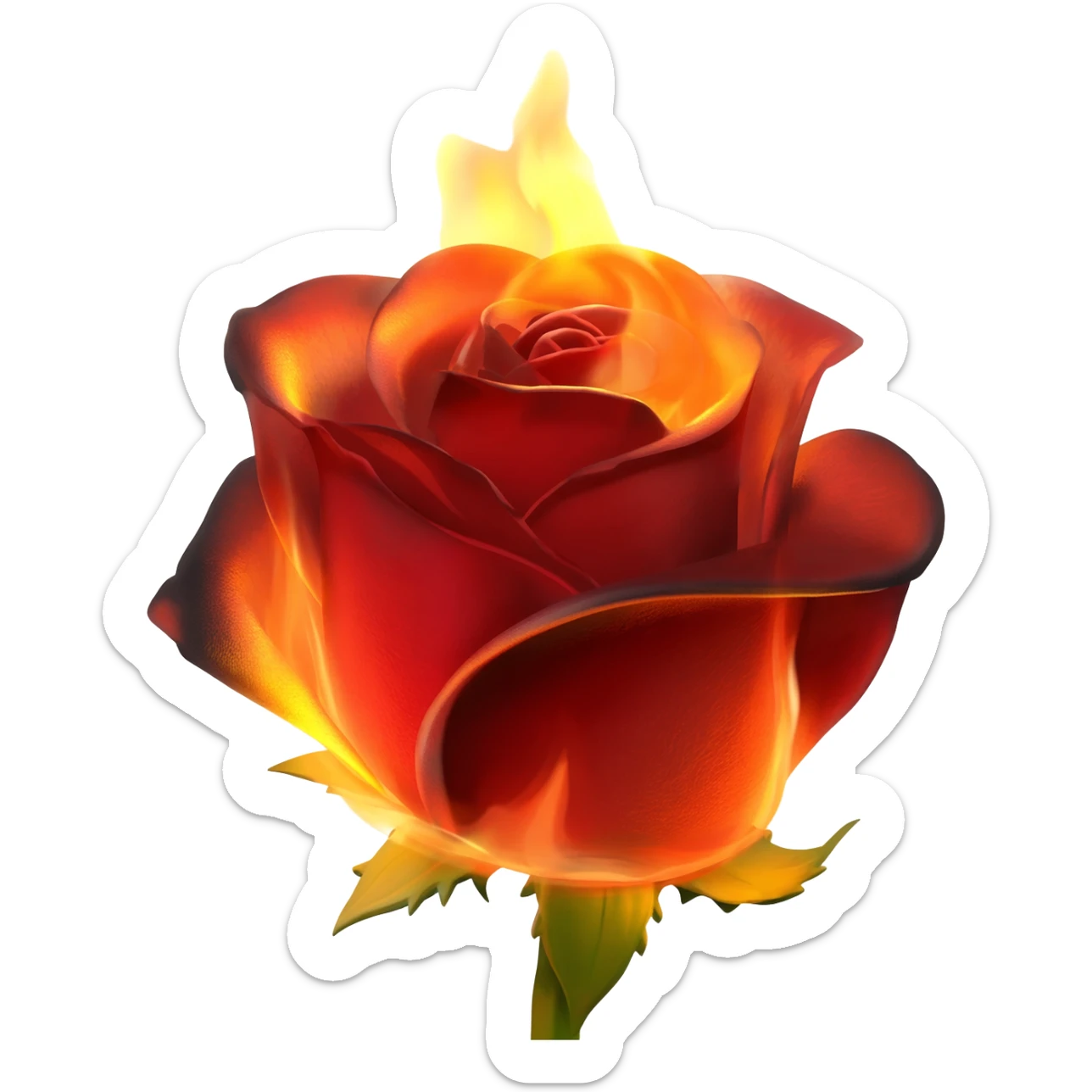 "burning rose sticker