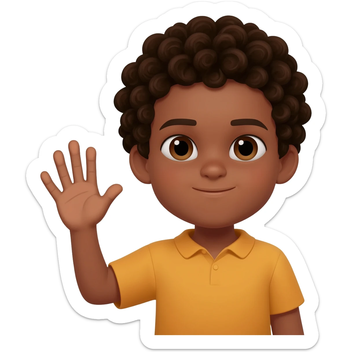 sad black boy waving curly hair sticker