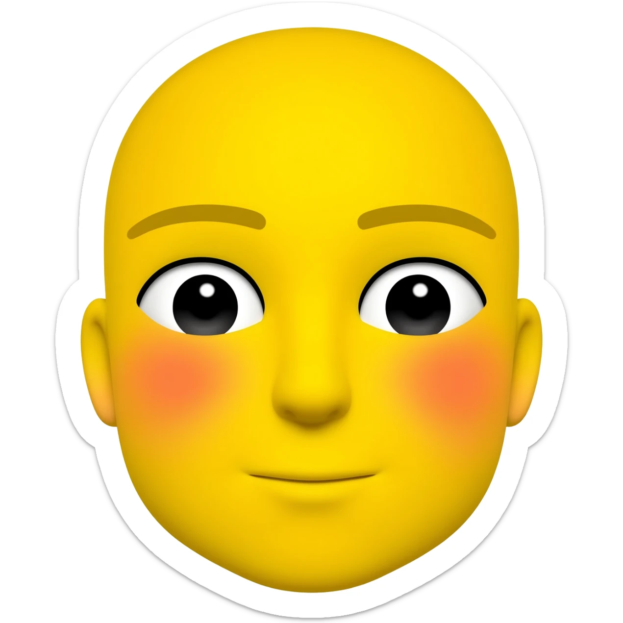 Yellow circle emoji with flushed black eyes and neutral mouth in fisheye effect sticker