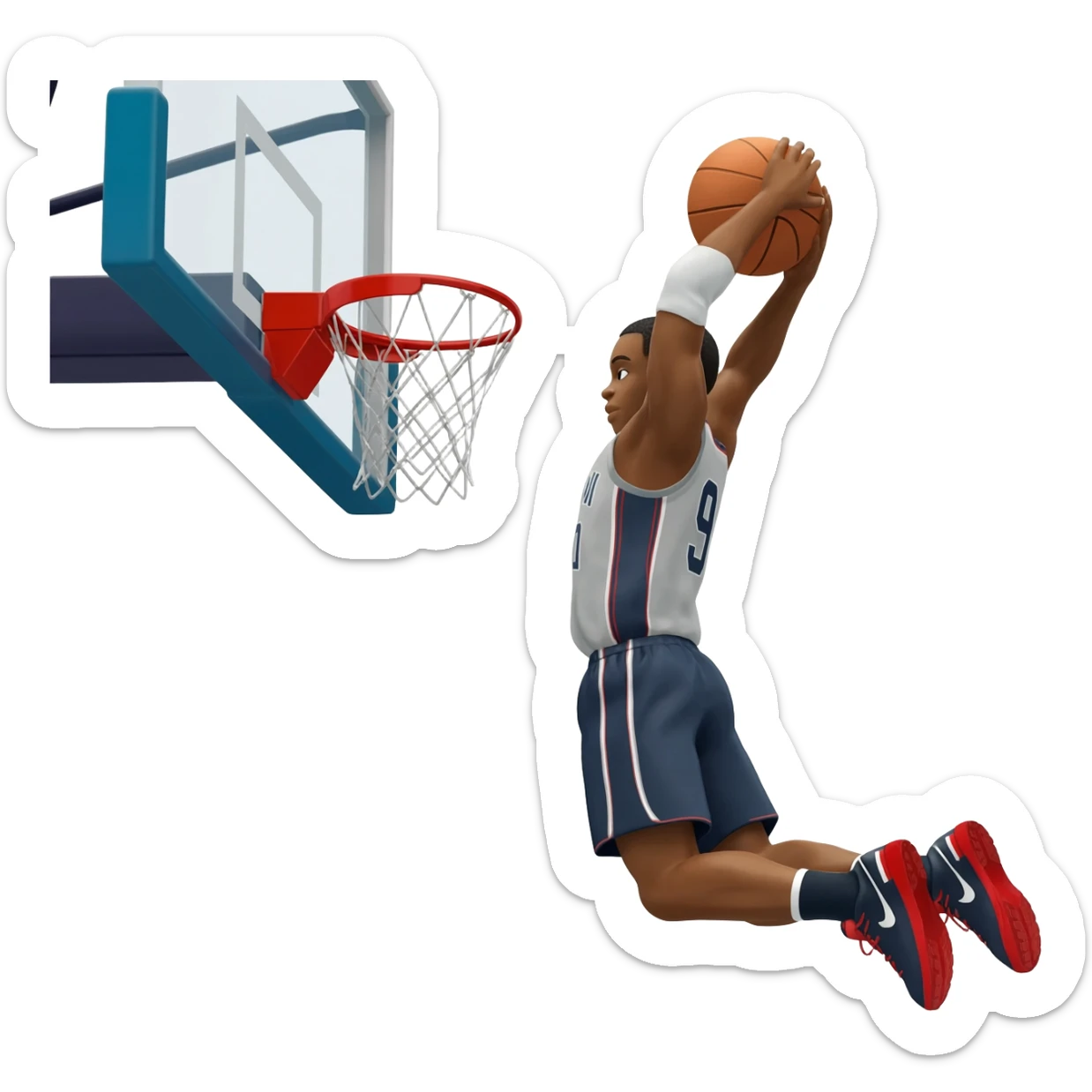 #9 basketball player dunking sticker